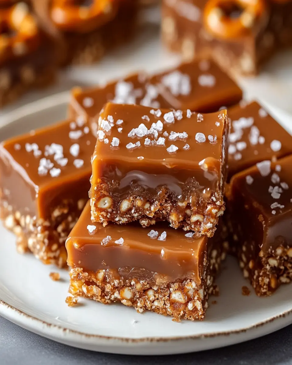 No Bake Salted Caramel Pretzel Bars First Image First Image