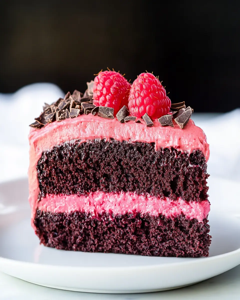 Fudgy Chocolate Cake with Raspberry Frosting First Image First Image
