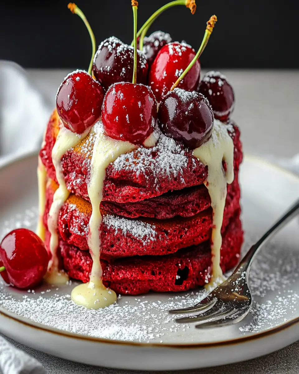 20-Minute Cherry Red Velvet Pancakes: Irresistible Brunch Magic First Image First Image
