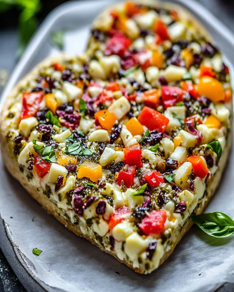 Heart-Shaped Fathead Pizza with Fresh Toppings First Image First Image