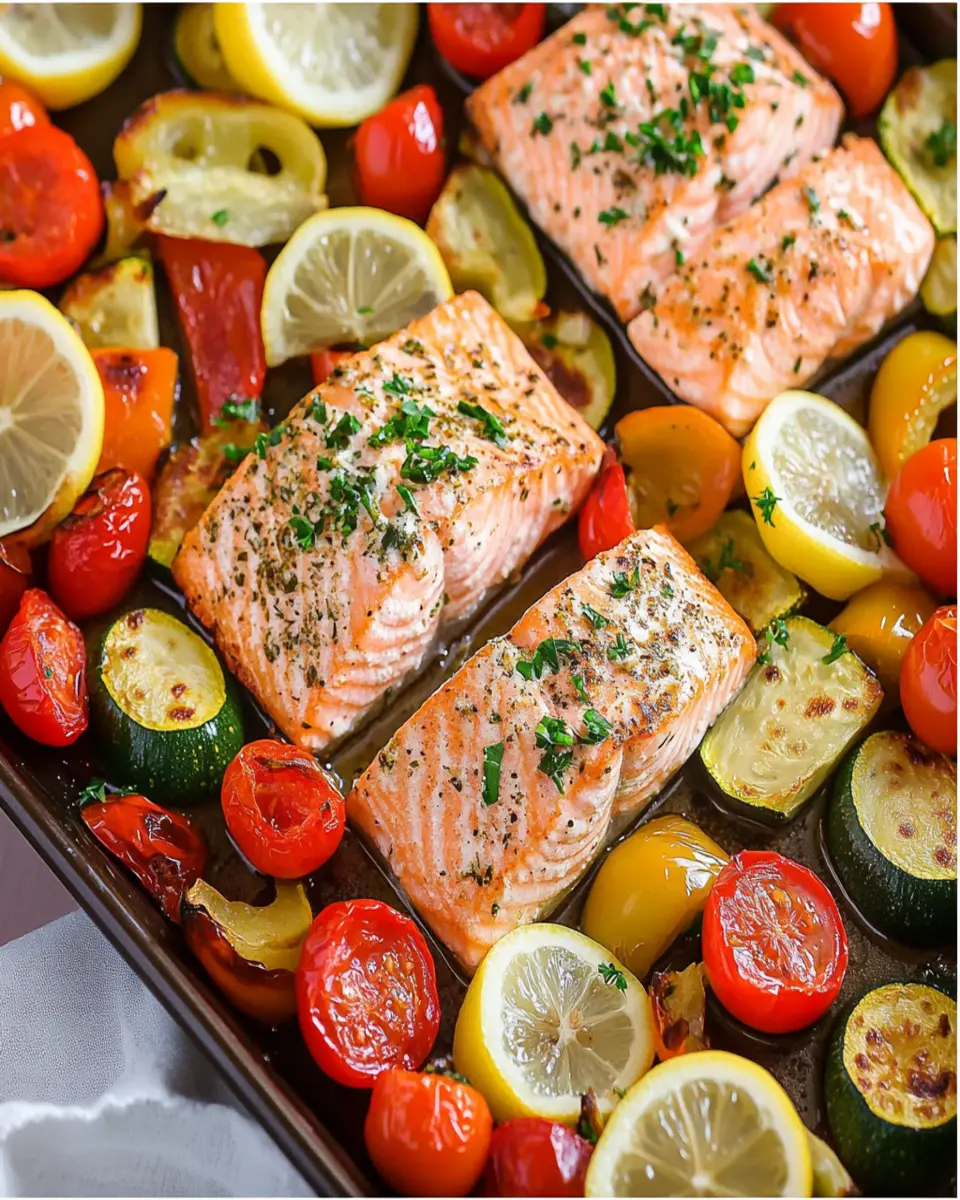 Greek Salmon Sheet Pan Dinner First Image First Image