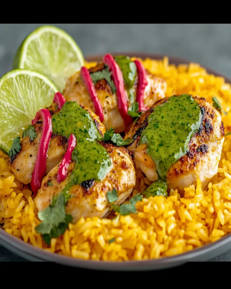 Peruvian Chicken and Rice with Green Sauce Rocks First Image First Image